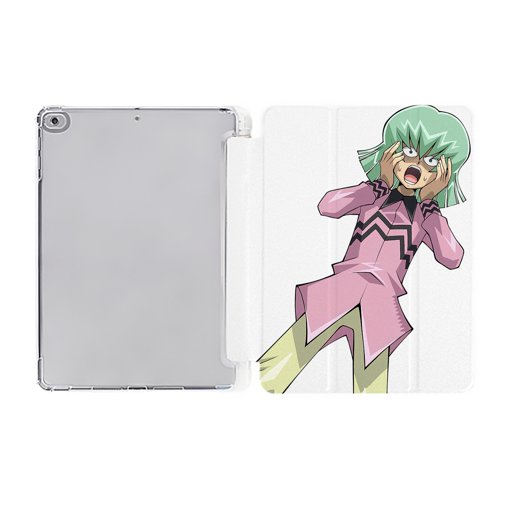 （画像用） 遊☆戯☆王 Yu-Gi-Oh! IPad ケース ペン収納付き 三つ折りスタンド PUレザー×シリコン 対応機種9.5/10.5/10.9インチ